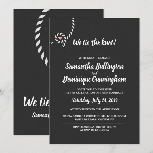 We stropdassen de uitnodiging voor het huwelijk. (Voorkant / Achterkant)