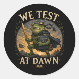 We Testen Bij Dageraad Grappige School Kikker Lera Ronde Sticker