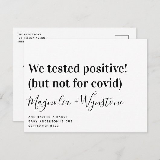 We testten positief Funny Pregnancy Announding Aankondigingskaart (Voorkant / Achterkant)