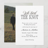 We Tied the Knot Elopement Wedding Reception Kaart (Voorkant / Achterkant)