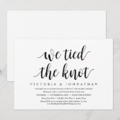 We Tied The Knot, Trouw Elopement Diner Kaart (Voorkant / Achterkant)