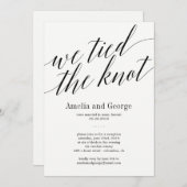 We Tied The Knot Trouwreceptie Modern Script Kaart (Voorkant / Achterkant)