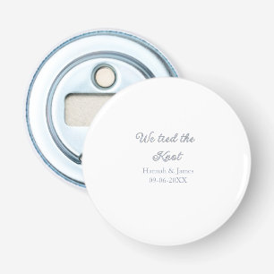 we trouwden naam trouwdatum verlovingsdatum blauw button flesopener