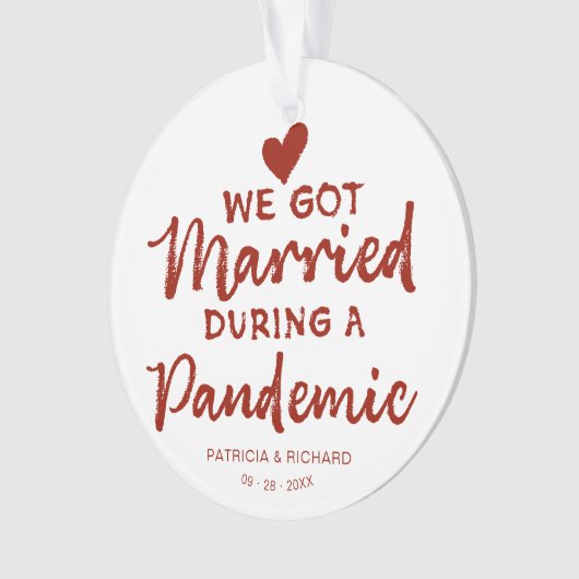We trouwden tijdens een kerstpandemie ornament (voorkant)