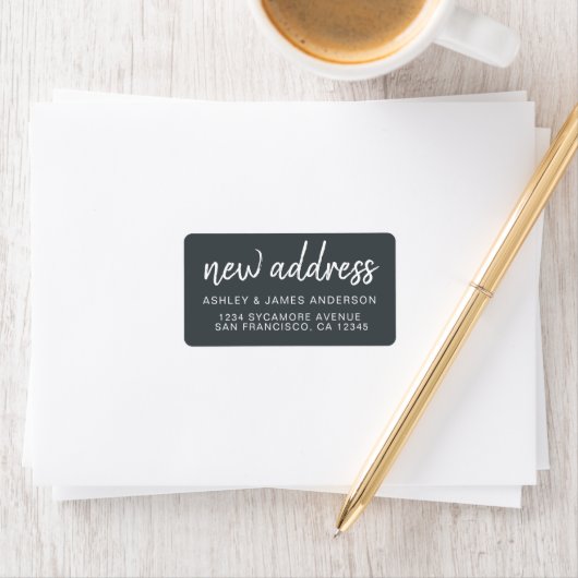We’ve Moved Classic Charcoal Gray New Address Etiket (Insitu)