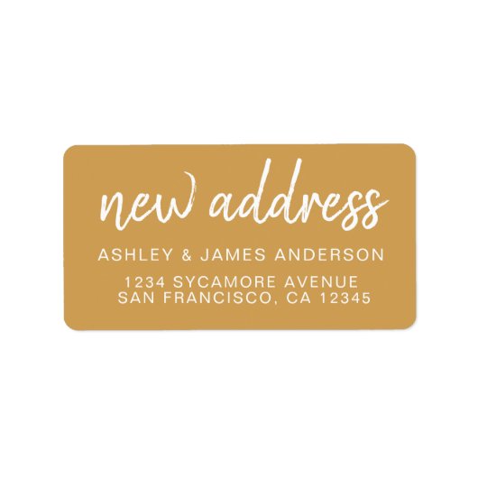 We’ve Moved Classic Honey Gold New Address Etiket (Voorkant)