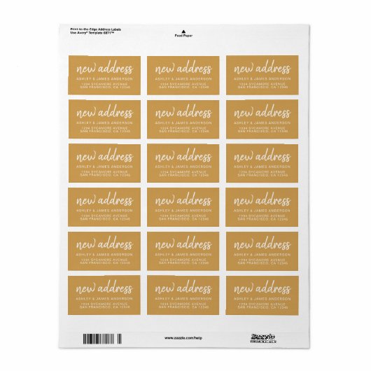 We’ve Moved Classic Honey Gold New Address Etiket (Full Sheet)