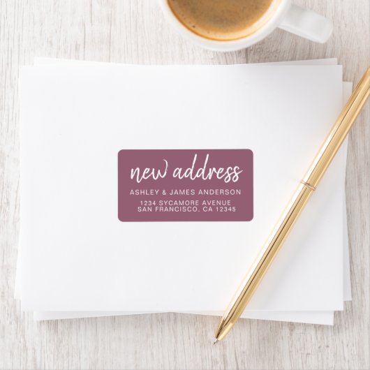 We’ve Moved Classic Mellow Mauve New Address Etiket (Insitu)