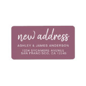 We’ve Moved Classic Mellow Mauve New Address Etiket (Voorkant)
