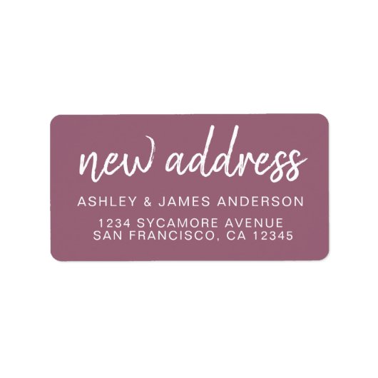 We’ve Moved Classic Mellow Mauve New Address Etiket (Voorkant)