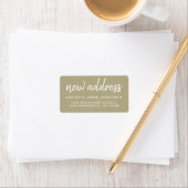 We’ve Moved Pale Olive Green New Address Etiket (Insitu)