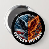 We verdeelden Herfst Burning Flag en Eagle Ronde Button 4,0 Cm (Voorkant /achterkant)