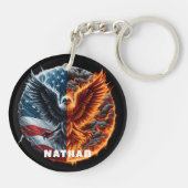 We verdeelden Herfst Burning Flag en Eagle Sleutelhanger (Achterkant)