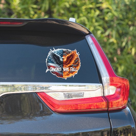 We verdeelden Herfst Burning Flag en Eagle Sticker (Auto Zijkant)