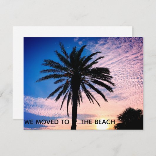 We verhuisden naar het Beach Palm Tree Home-startp Aankondiging (Voorkant / Achterkant)