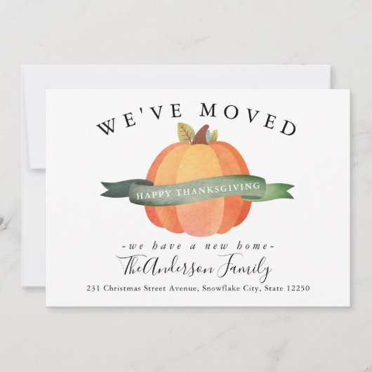 We verhuisden Thanksgiving Pumpkin Holiday Moving Aankondiging (Voorkant)
