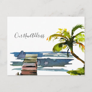 We verhuisden Waterfront Steiger Palmboom Nieuw Ad Aankondigingskaart