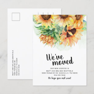 We verhuisden Zonnebloem Bloemen Verhuizen Aankondigingskaart
