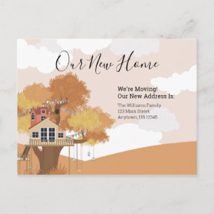 We verhuizen naar ons nieuwe thuis Boomhut Adreswi Briefkaart