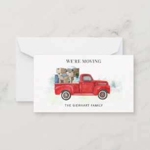 We Verhuizen Rode Truck Adreswijziging Notitiekaartje