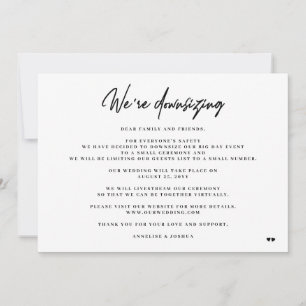 We verkleinen elegante minimale kleinere bruiloft aankondiging