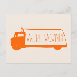 We verplaatsen een retro verhuiswagen aankondigingskaart