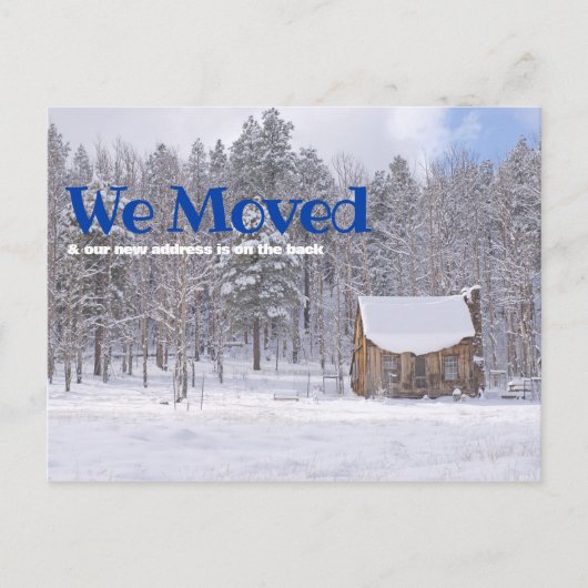 We verplaatsten aankondiging rustieke hut in de wi briefkaart (Voorkant)