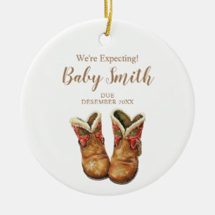 We verwachten Baby Boots zwangerschapsaankondiging Keramisch Ornament