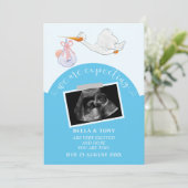 We verwachten Blue Pregnancy Sonogram Kaart (Staand voorkant)