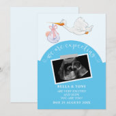 We verwachten Blue Pregnancy Sonogram Kaart (Voorkant / Achterkant)