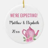 We verwachten dat een meisje theepot brouwt keramisch ornament (Achterkant)