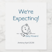 We verwachten geluk zwangerschap aankondiging wijn etiket (Enkel label)