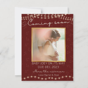 We verwachten santa baby zwangerschapsaankondiging feestdagenkaart