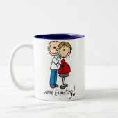 We verwachten T-shirts en cadeautjes Tweekleurige Koffiemok (Links)