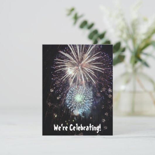 We vieren de viering met Fireworks Custom Invitati Kaart (Staand voorkant)