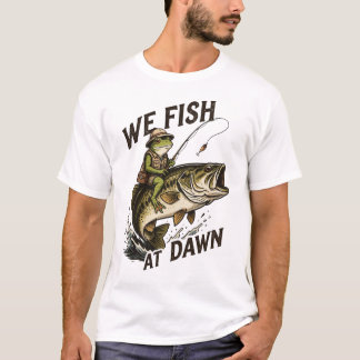 We Vissen Bij Dageraad Kikker Kunst Vintage Baars T-shirt