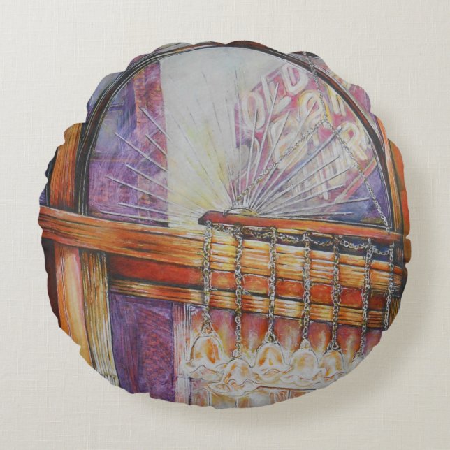 We vliegen allemaal rond hetzelfde licht. rond kussen (Voorkant)