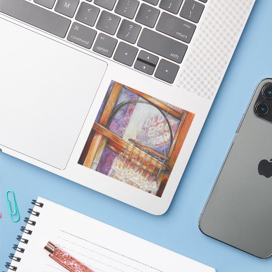 We vliegen allemaal rond hetzelfde licht. sticker (Laptop met iPhone)