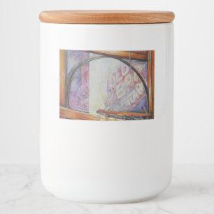 We vliegen allemaal rond hetzelfde licht. voedselcontainer etiket