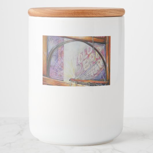 We vliegen allemaal rond hetzelfde licht. voedselcontainer etiket (Voorkant)