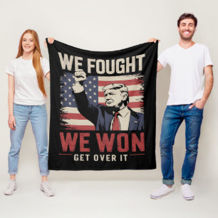 We vochten, we wonnen, accepteer het, Trump 47e pr Fleece Deken