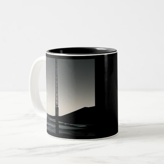 We waren hier zwarte mok met twee tongen (Voorkant links)