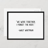 We waren samen Whitman Quote Briefkaart (Voorkant / Achterkant)