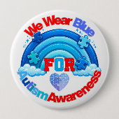 We Wear Blue Autism Awareness Pin Button Badge (Voorkant)