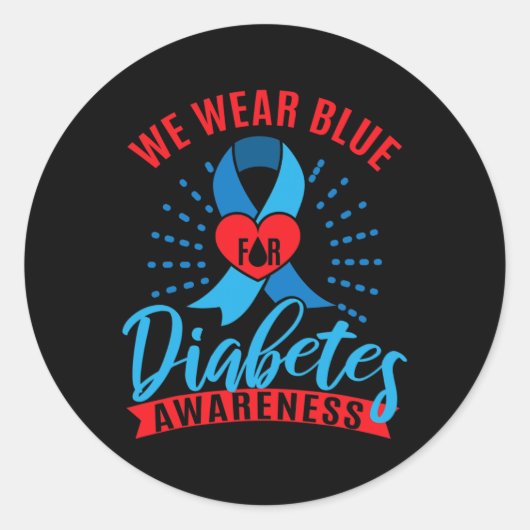 We Wear Blue For Diabetes Awareness Ronde Sticker (Voorkant)