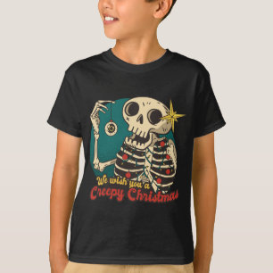 We wensen je een mooie kerstpajama grappig skelet t-shirt