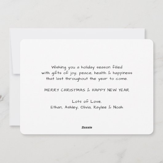 We wensen je een vrolijk kerstrood script 1 foto feestdagenkaart (Achterkant)