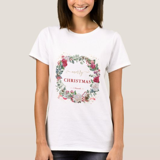We wensen u een prettig kerstcadeaumonogram t-shirt (Voorkant)