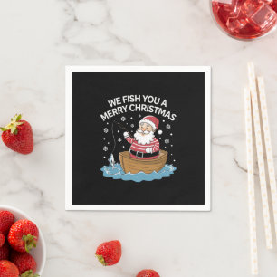 We Wensen U een Prettig Kerstfeest Visser Vissen Servet