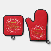 We wensen u een prettig kerstrood ovenwant & pannenlap set (Voorkant)